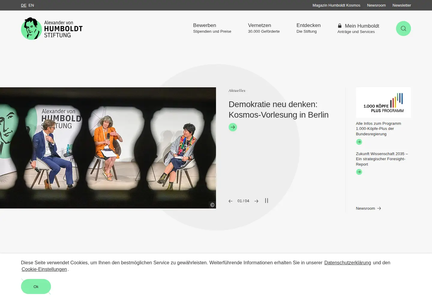 Screenshot of humboldt-foundation.de