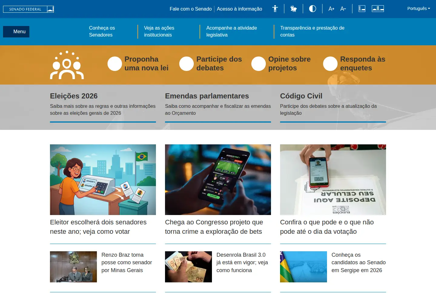 Screenshot of senado.gov.br