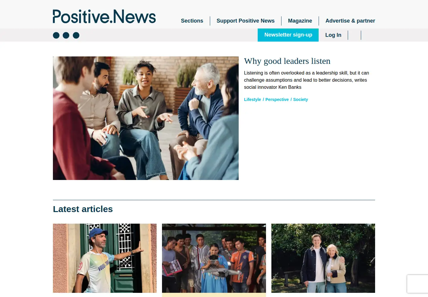 Screenshot of positive.news
