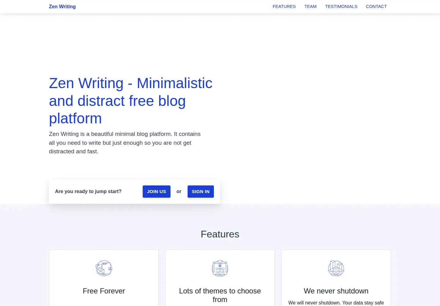 Screenshot of zenwriting.net
