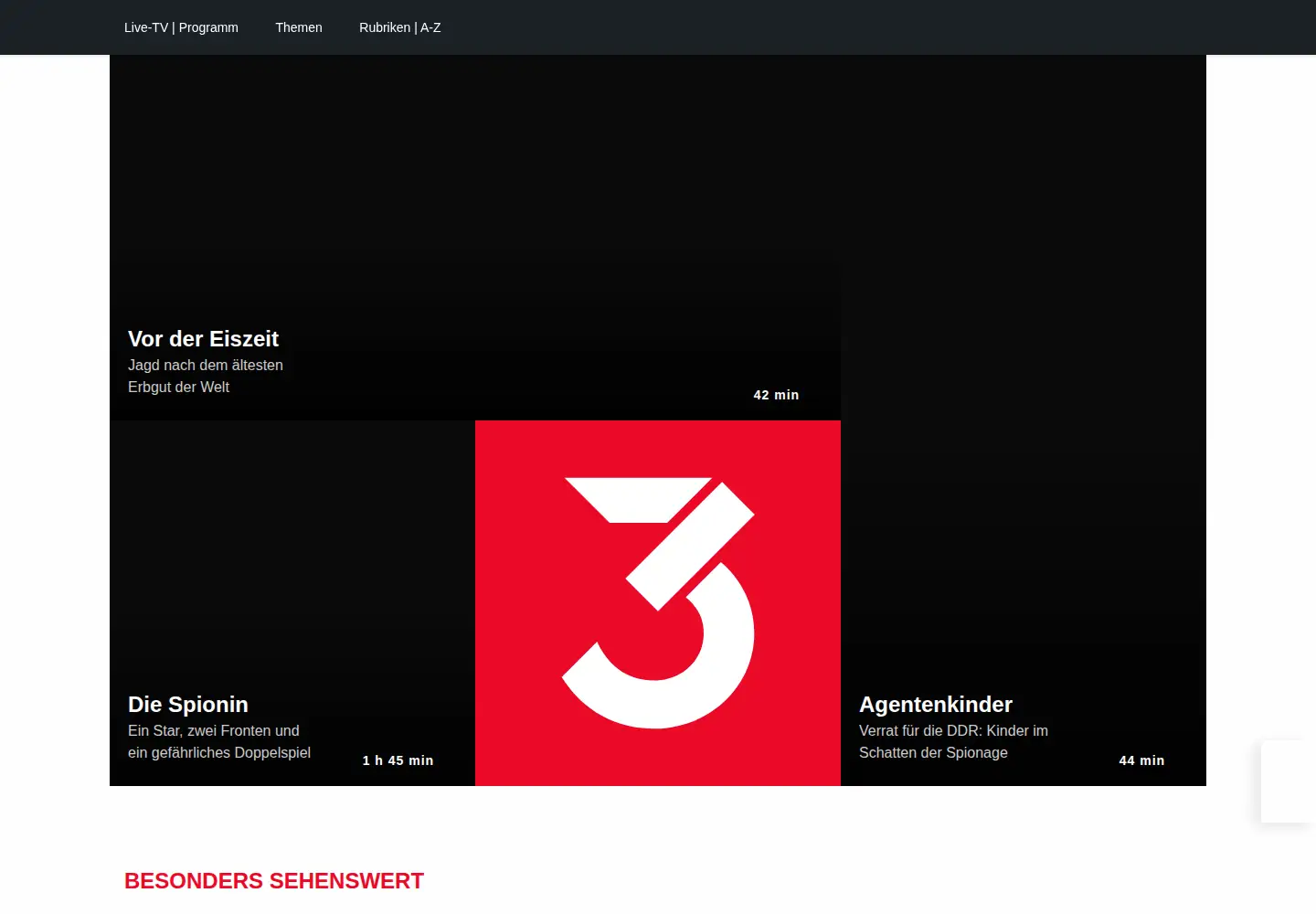 Screenshot of 3sat.de