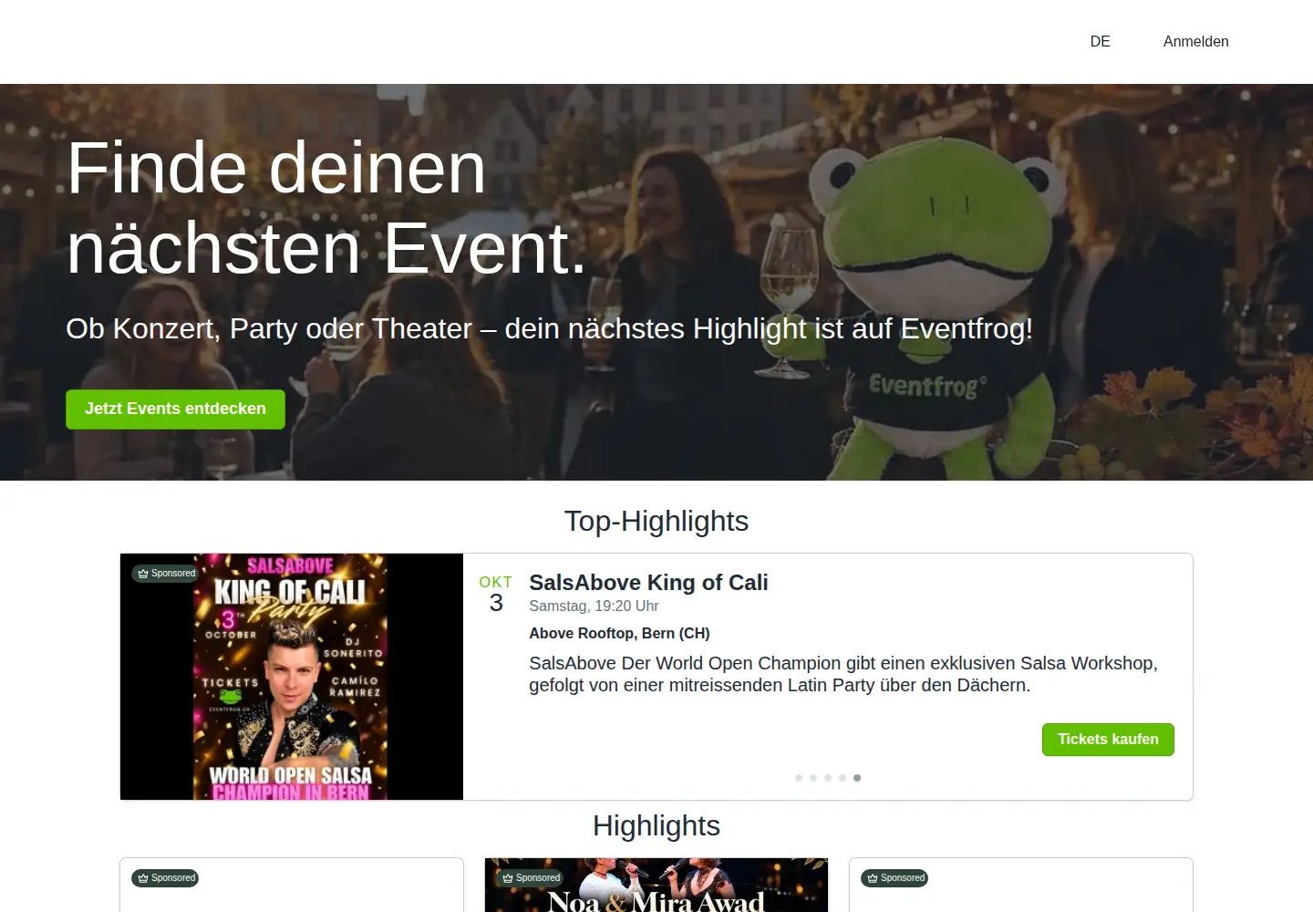Screenshot of eventfrog.ch