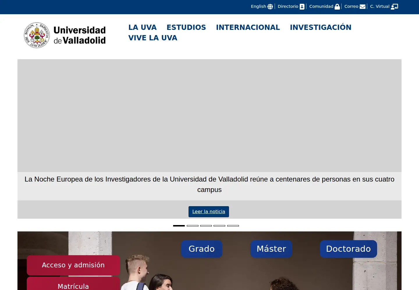 Screenshot of uva.es