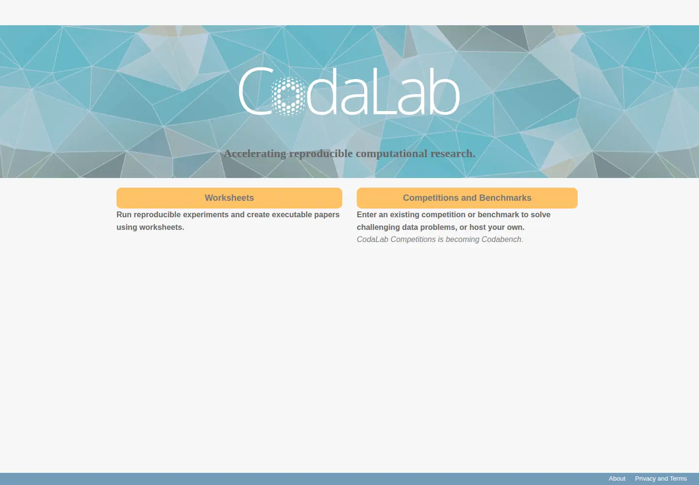 Screenshot of codalab.org