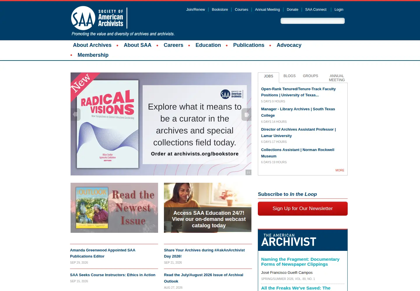 Screenshot of archivists.org