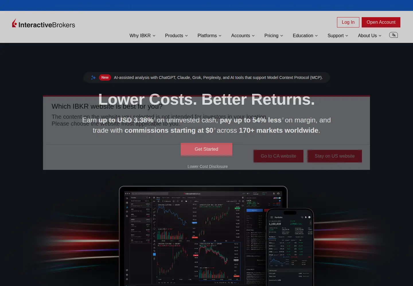 Captured homepage of interactivebrokers.com in the current scan