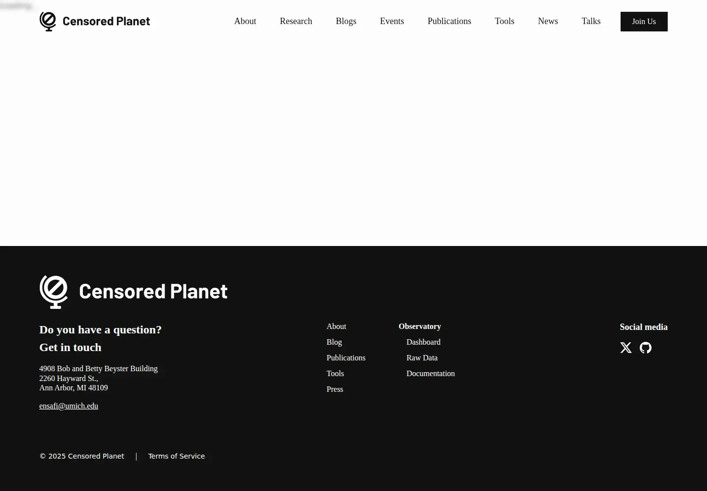 Screenshot of censoredplanet.org