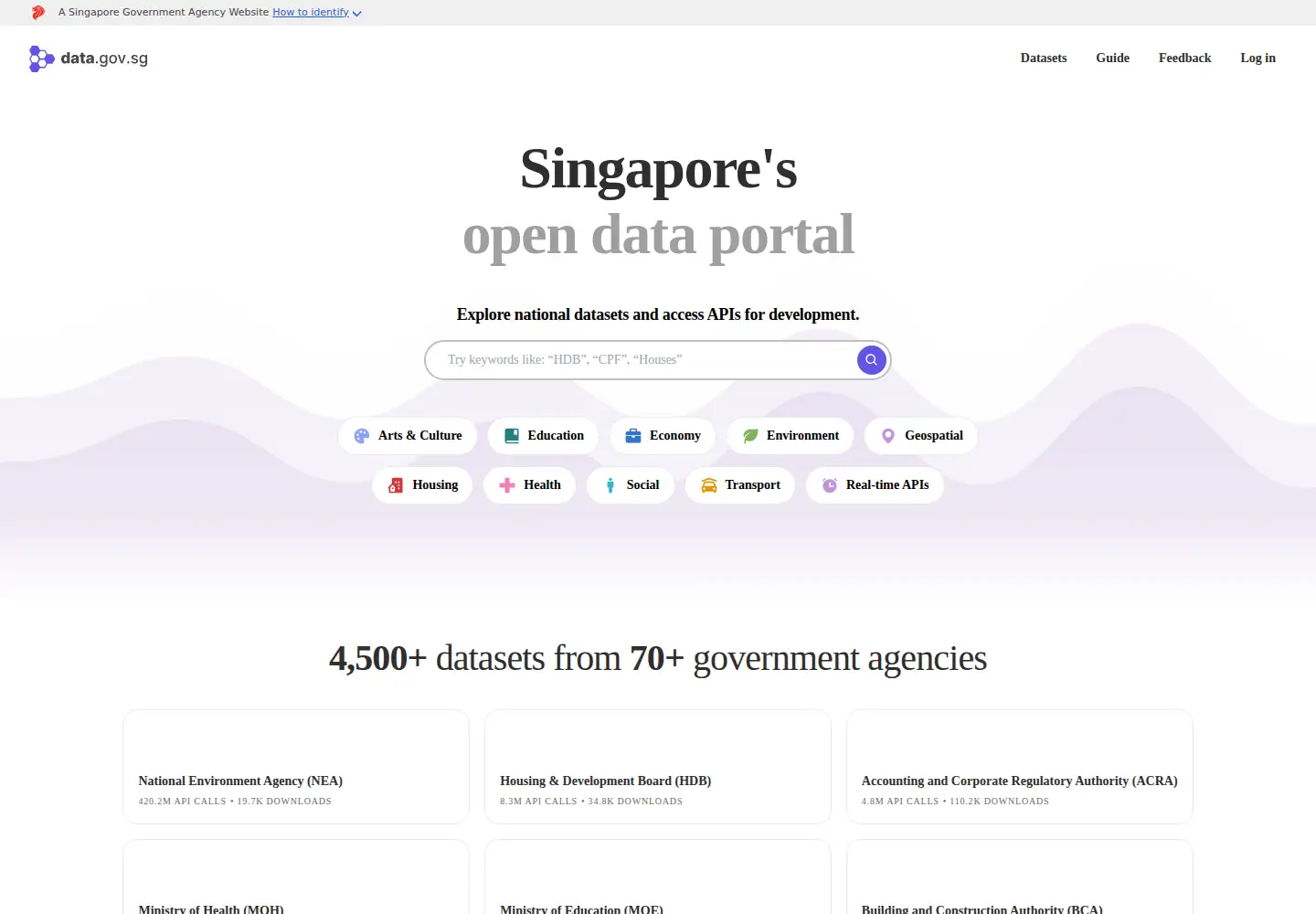 Screenshot of data.gov.sg
