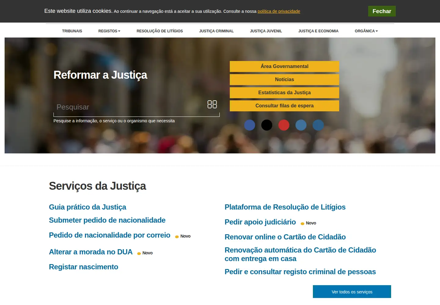 Screenshot of justica.gov.pt