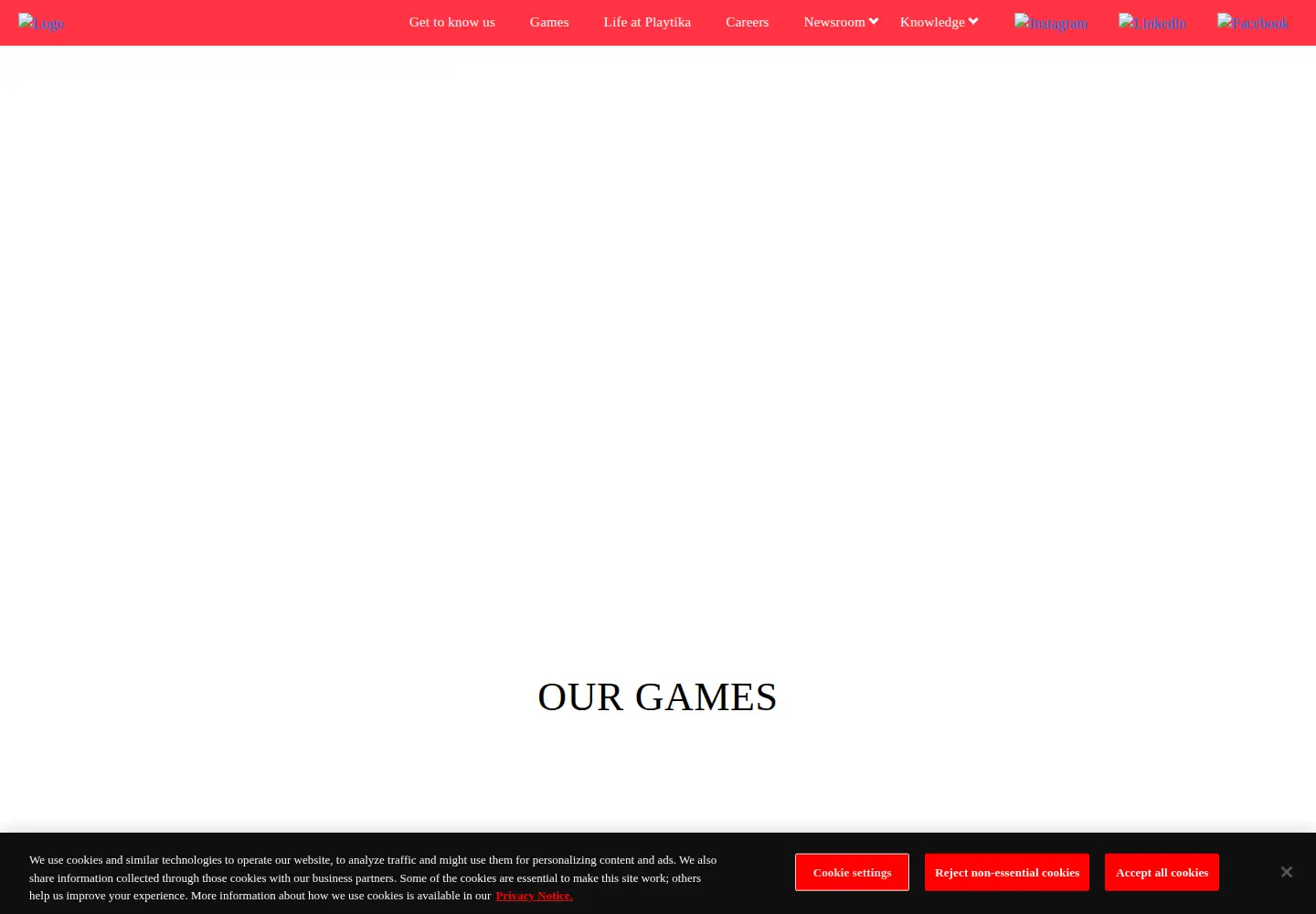 Captured homepage of playtika.com in the current scan
