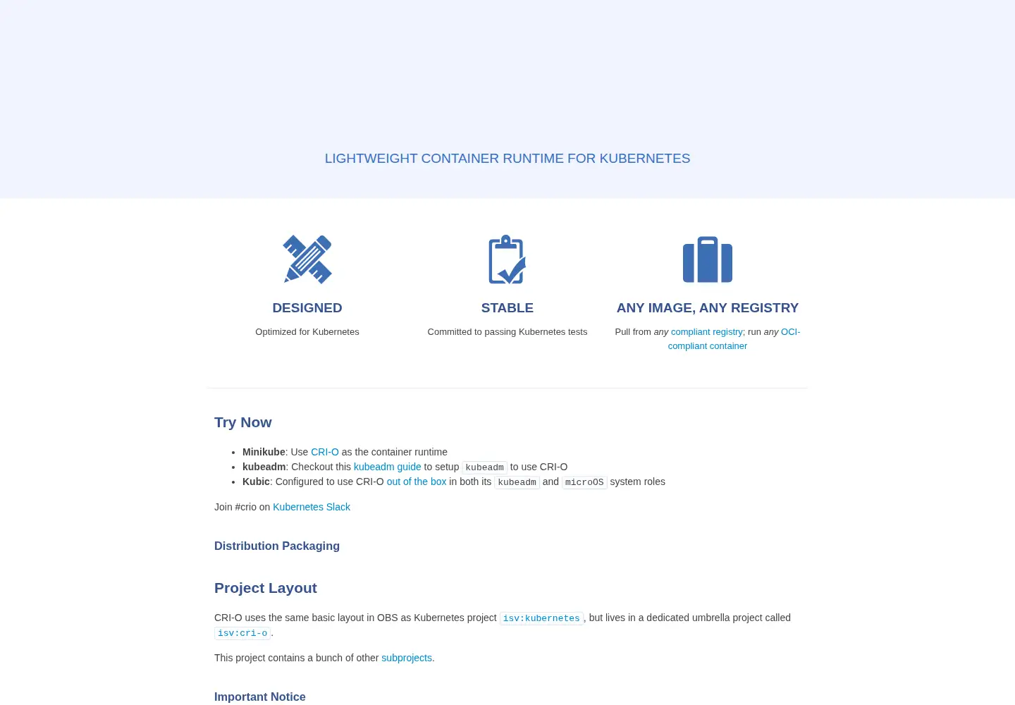 Screenshot of cri-o.io