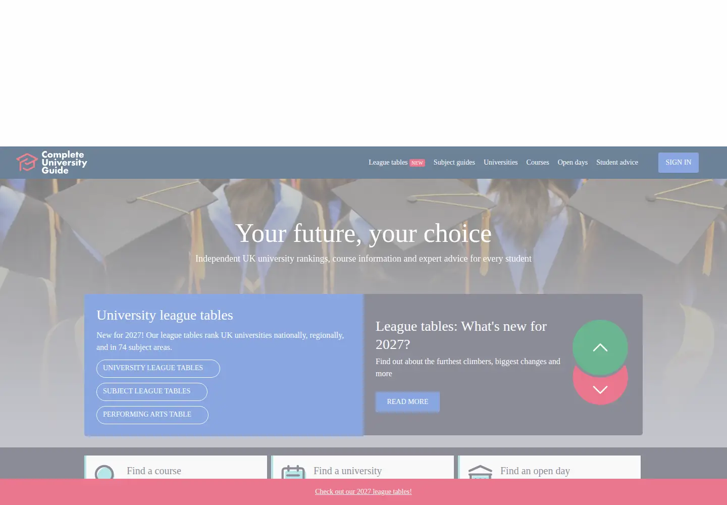 Screenshot of thecompleteuniversityguide.co.uk