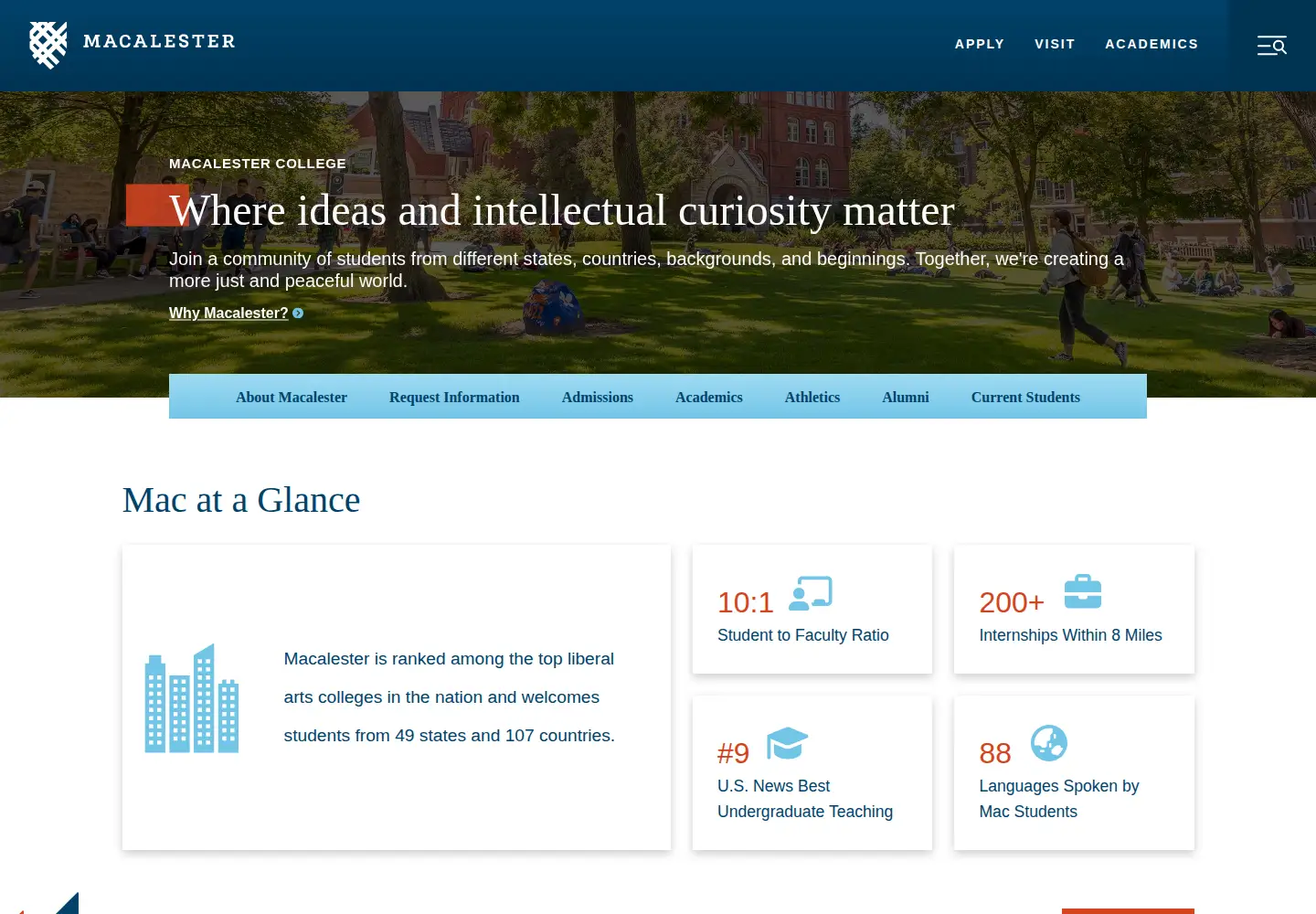 Screenshot of macalester.edu