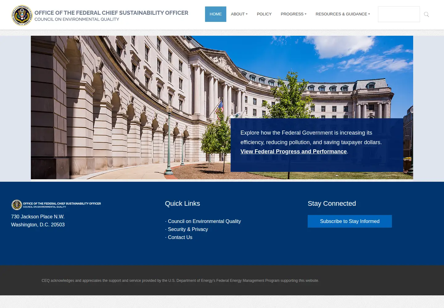 Screenshot of sustainability.gov