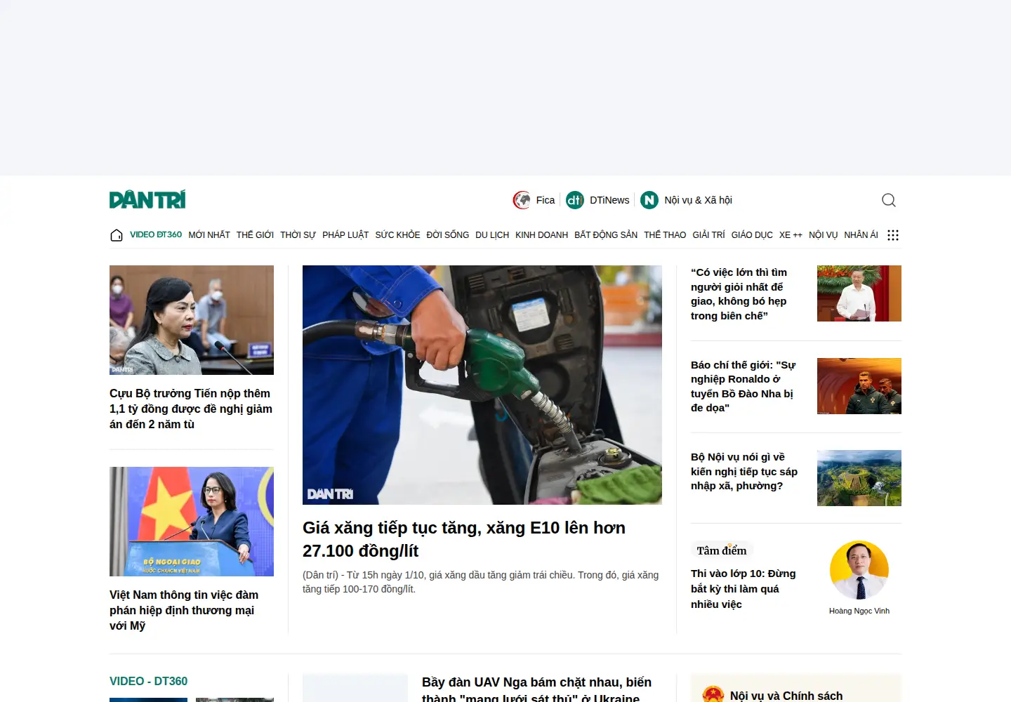 Screenshot of dantri.com.vn
