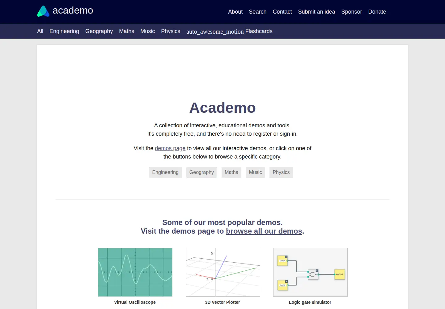 Screenshot of academo.org