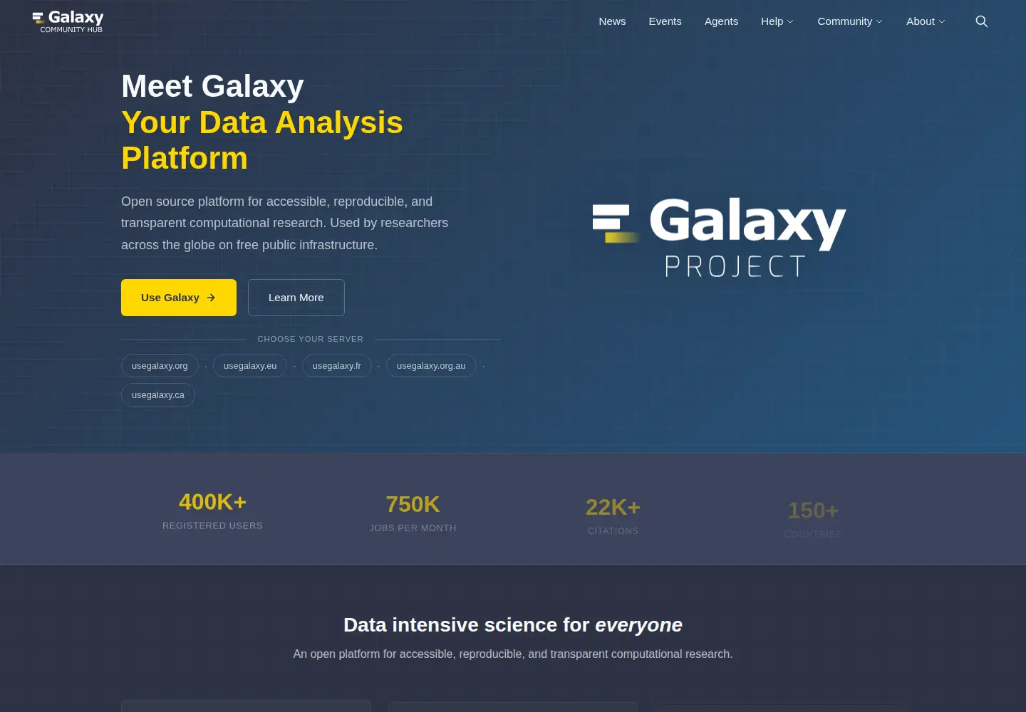 Screenshot of galaxyproject.org