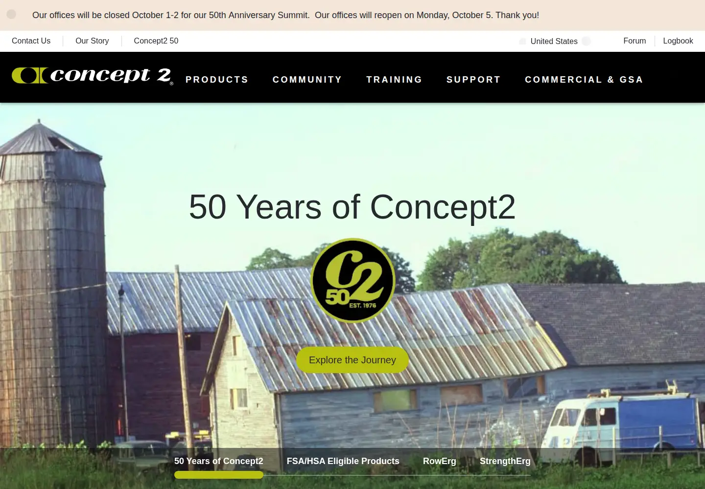 Screenshot of concept2.com