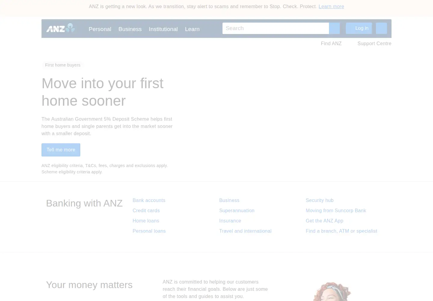 Screenshot of anz.com