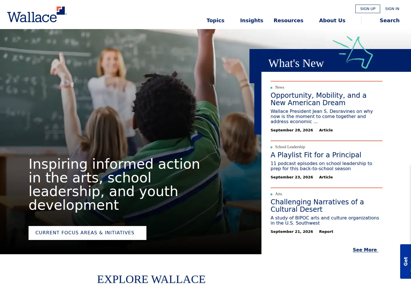 Screenshot of wallacefoundation.org