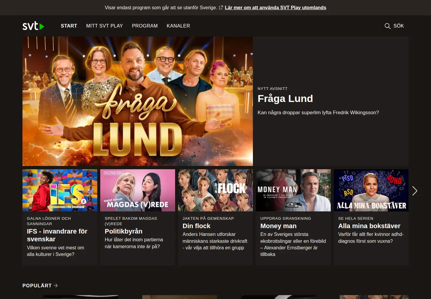 Screenshot of svtplay.se