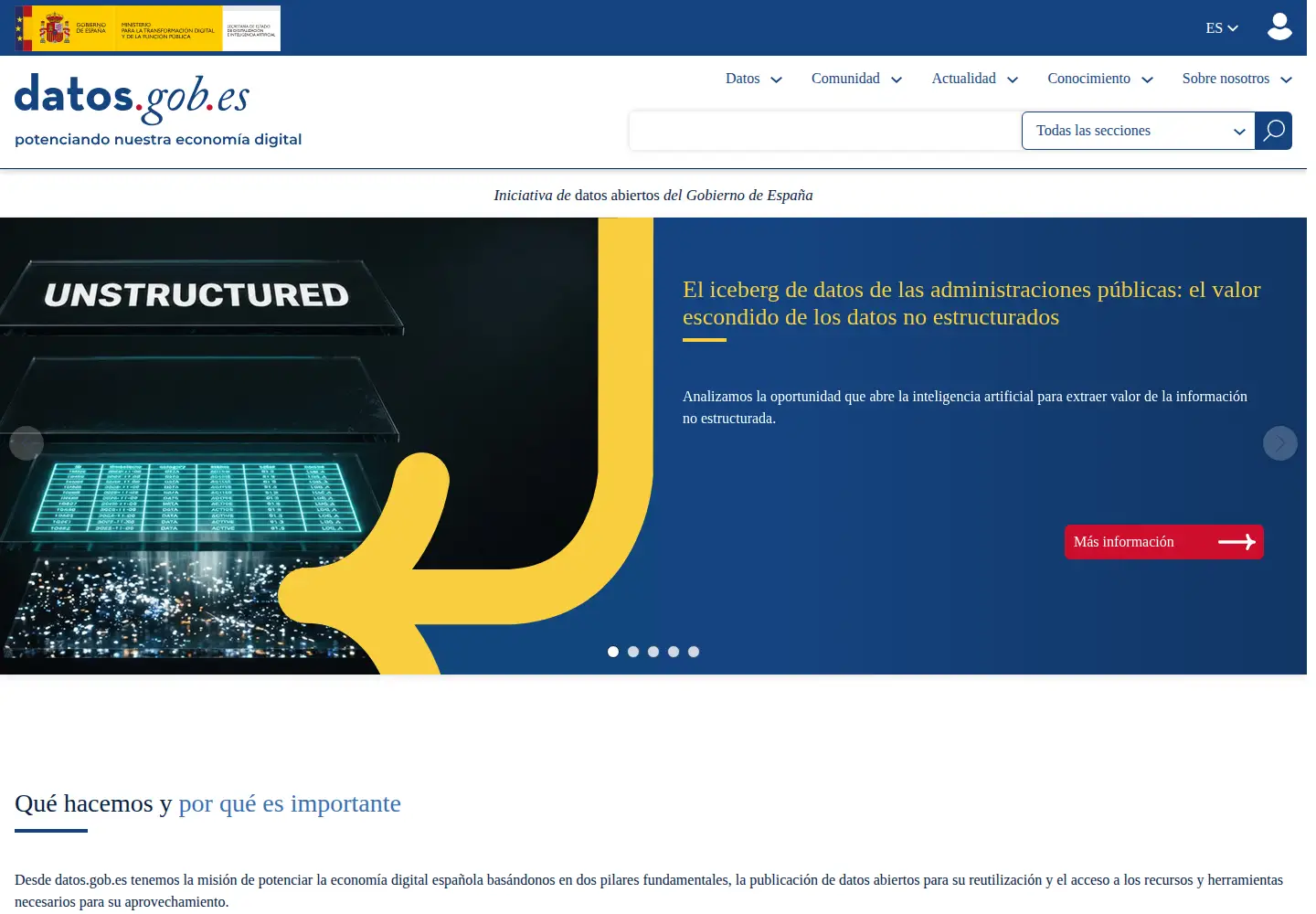 Screenshot of datos.gob.es