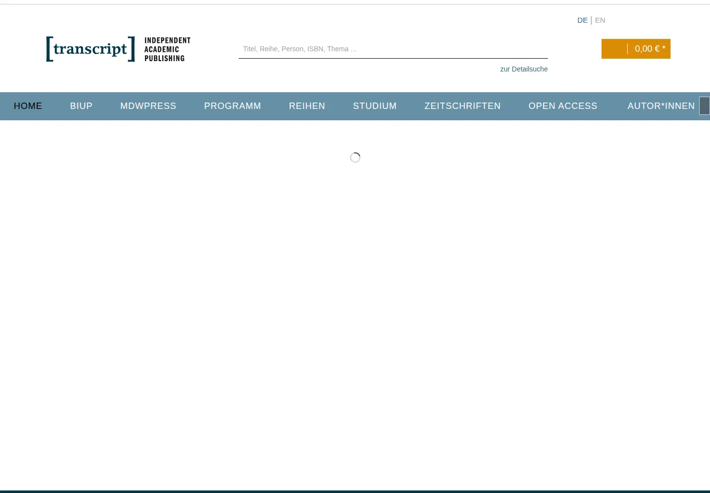 Screenshot of transcript-verlag.de