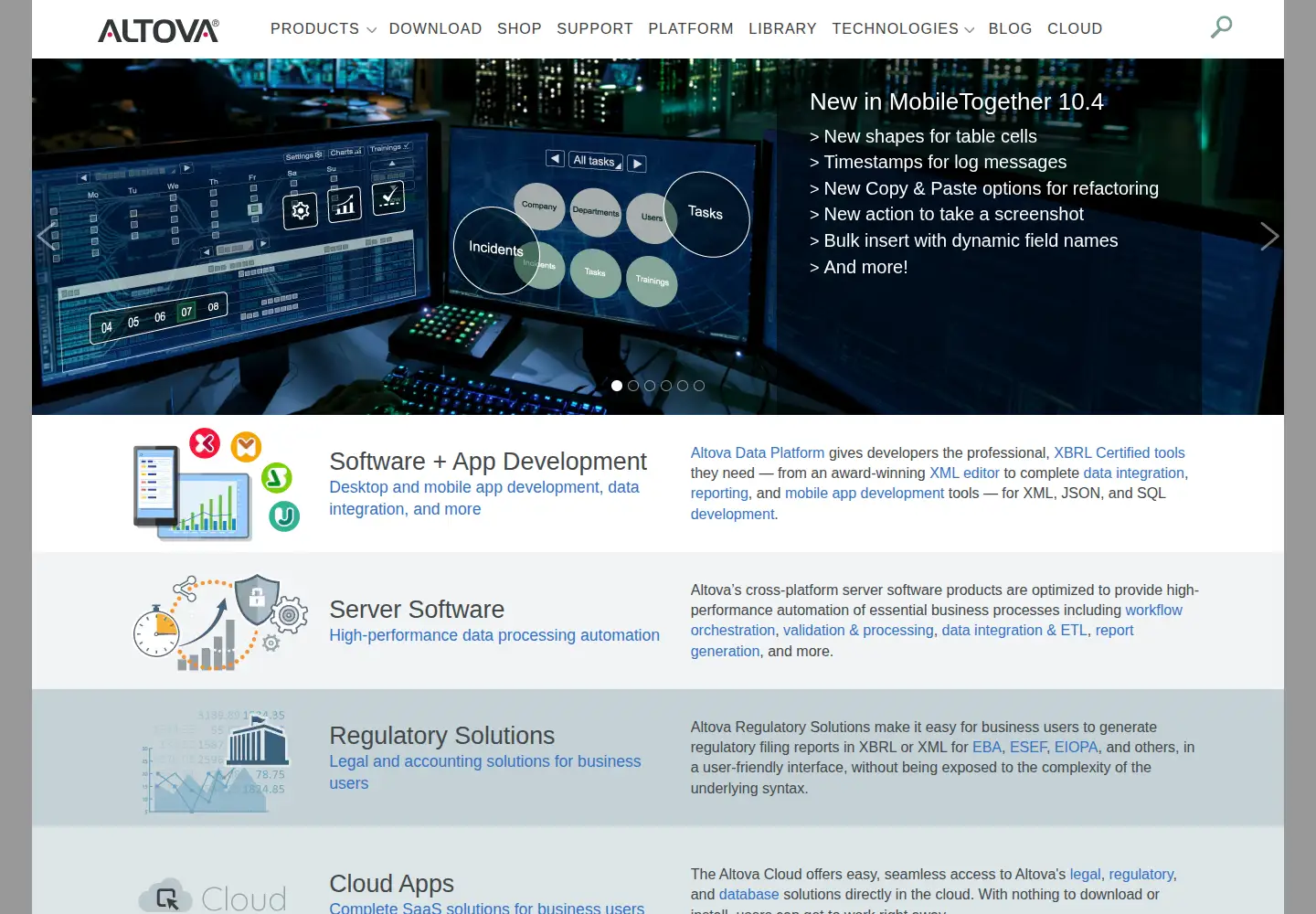 Screenshot of altova.com