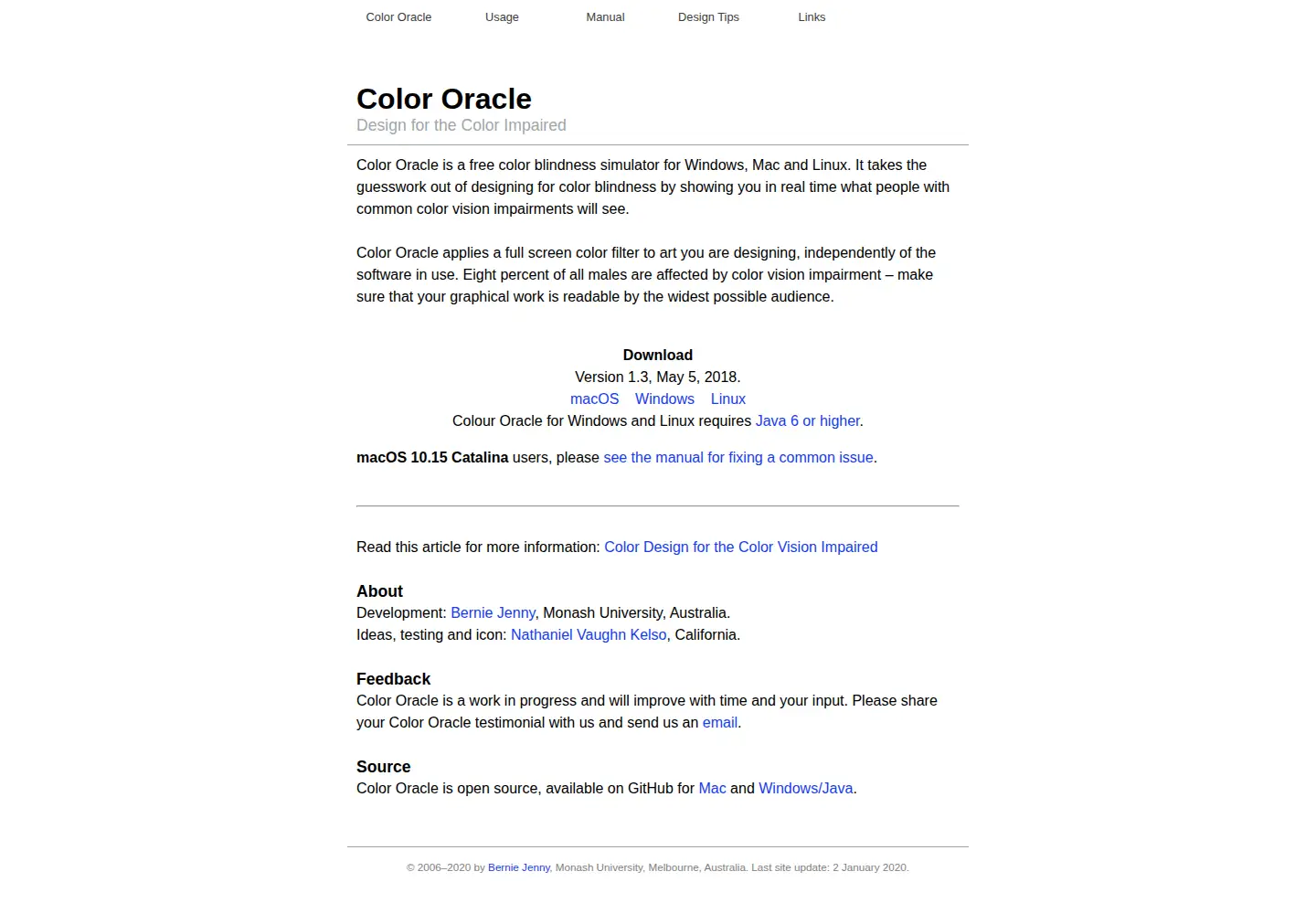 Screenshot of colororacle.org