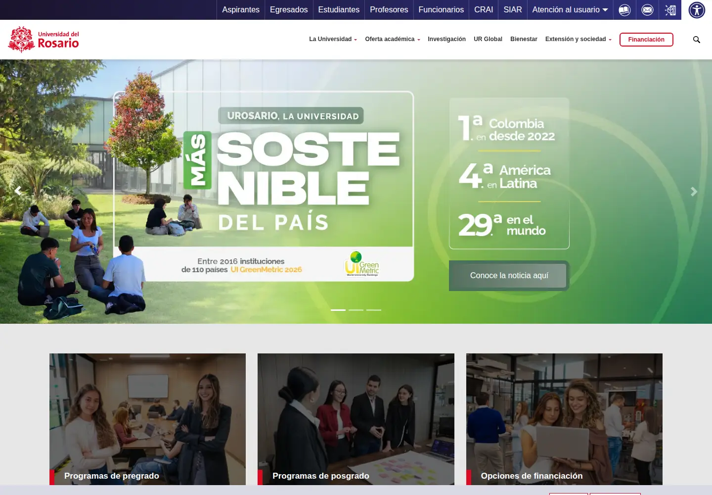 Screenshot of urosario.edu.co