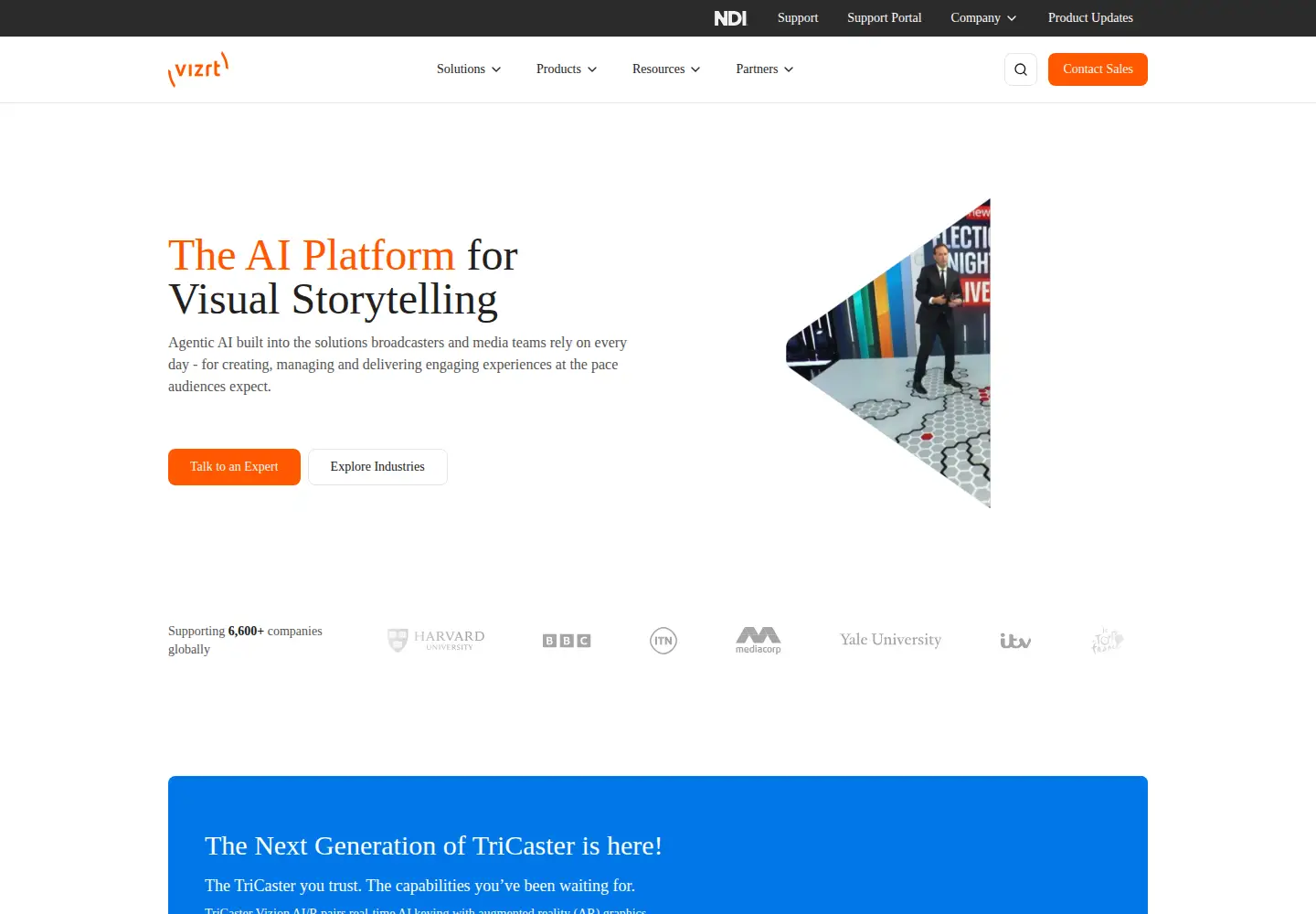 Screenshot of vizrt.com