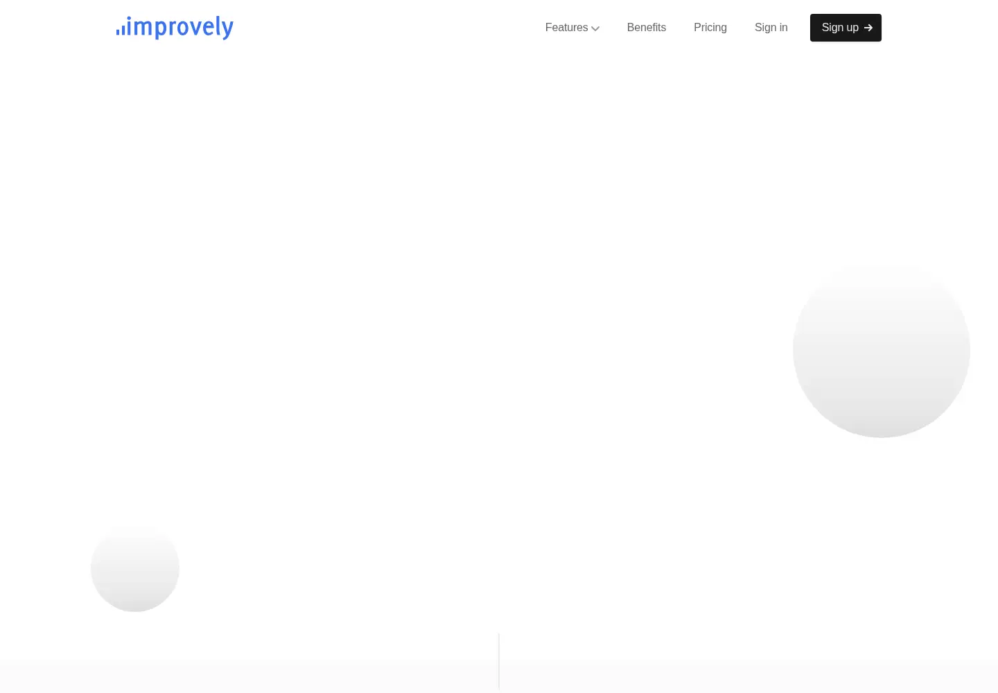 Captured homepage of improvely.com in the current scan