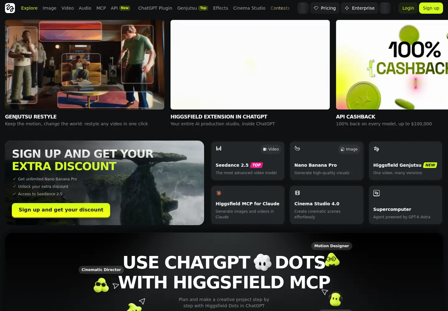 Screenshot of higgsfield.ai