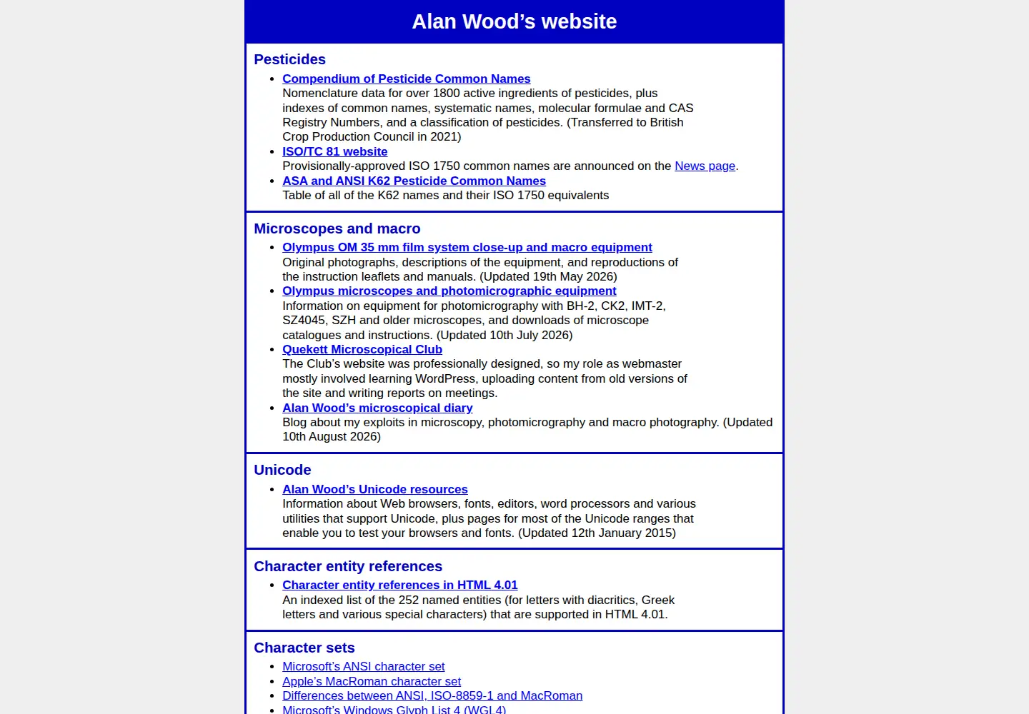 Screenshot of alanwood.net