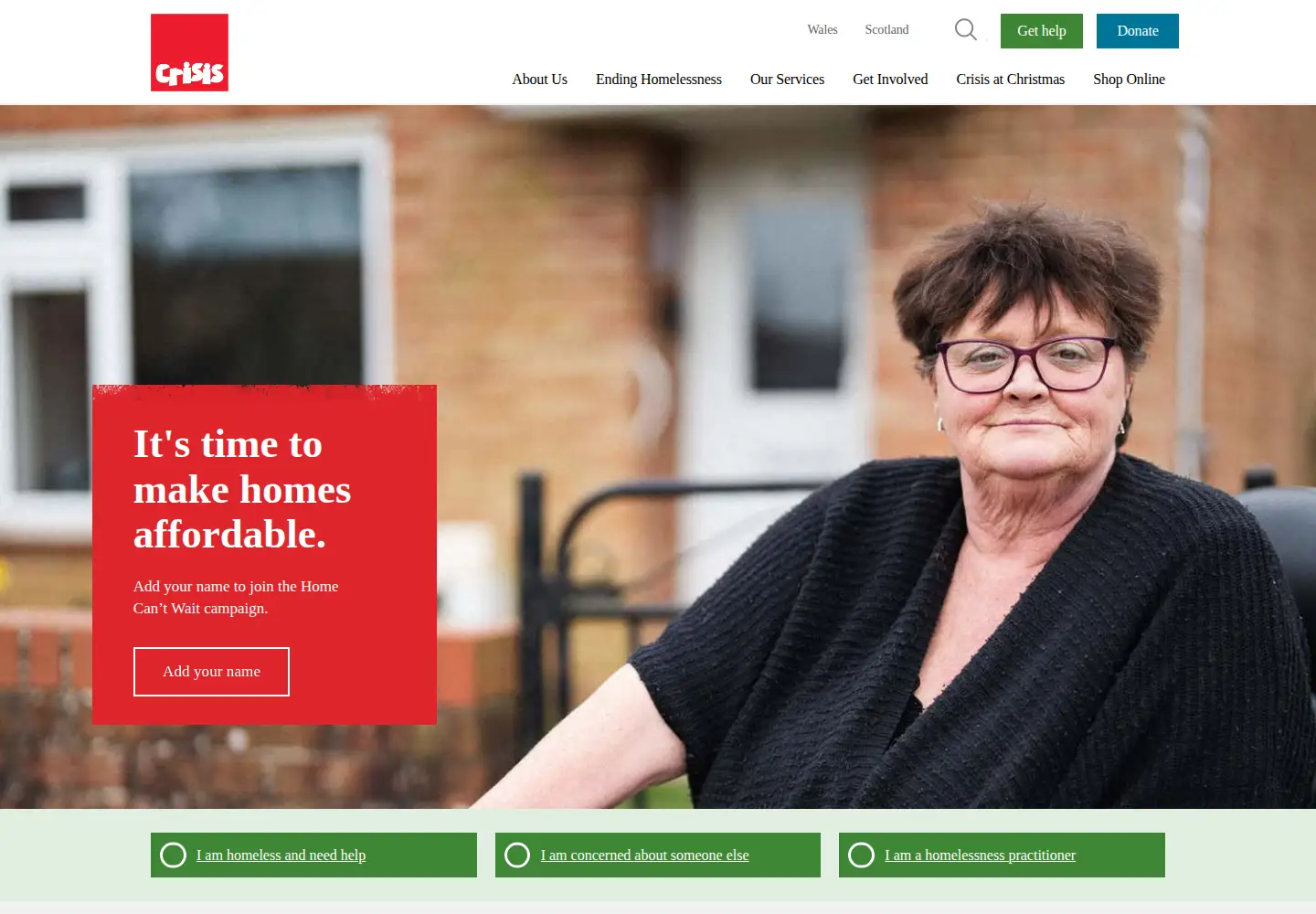 Screenshot of crisis.org.uk