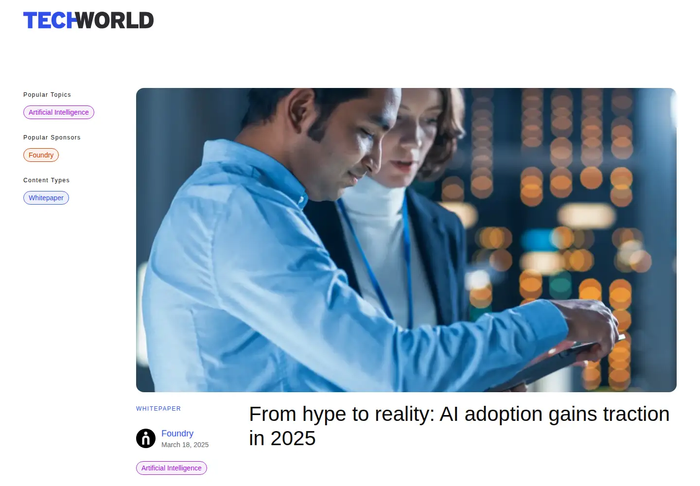 Screenshot of techworld.com