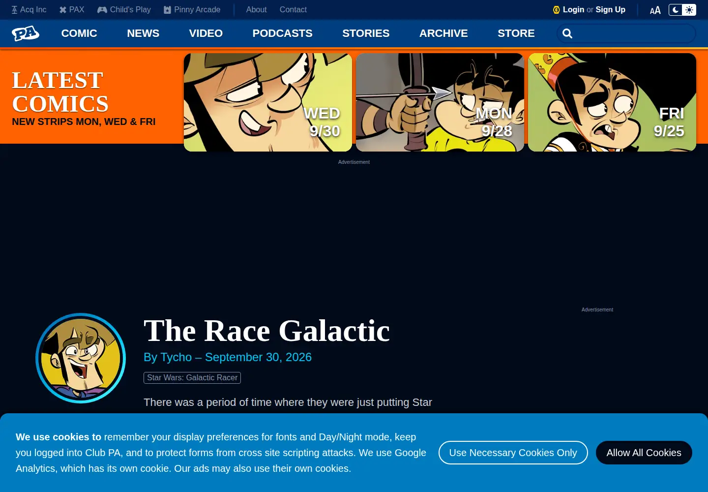 Screenshot of penny-arcade.com