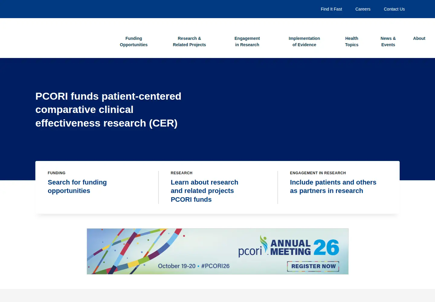 Screenshot of pcori.org