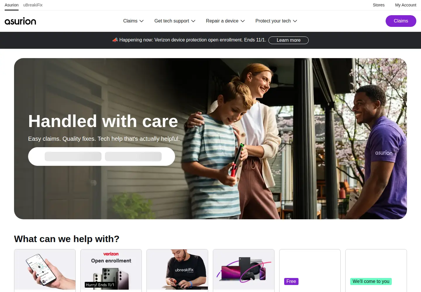 Screenshot of asurion.com