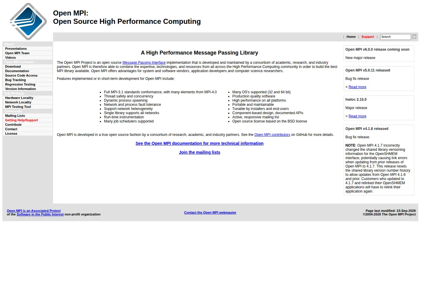 Screenshot of open-mpi.org