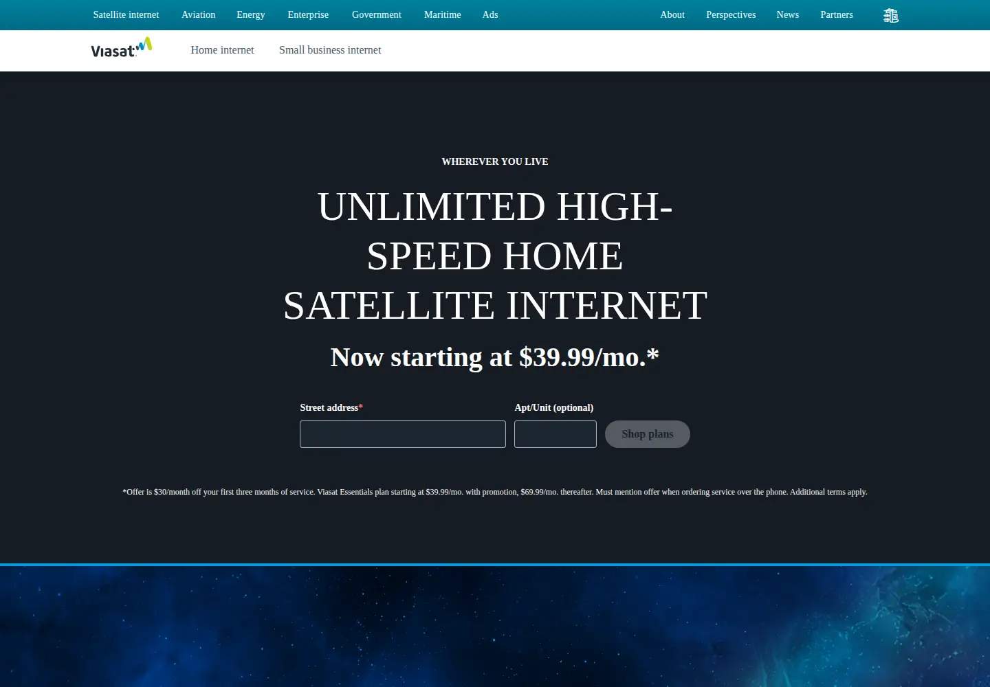 Screenshot of viasat.com