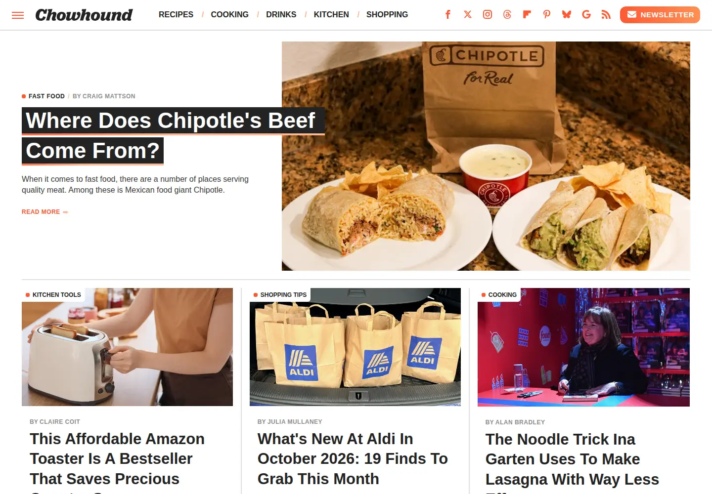 Screenshot of chowhound.com
