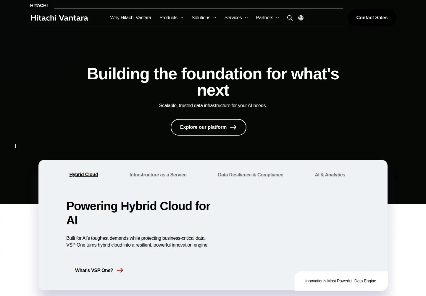 Screenshot of hitachivantara.com