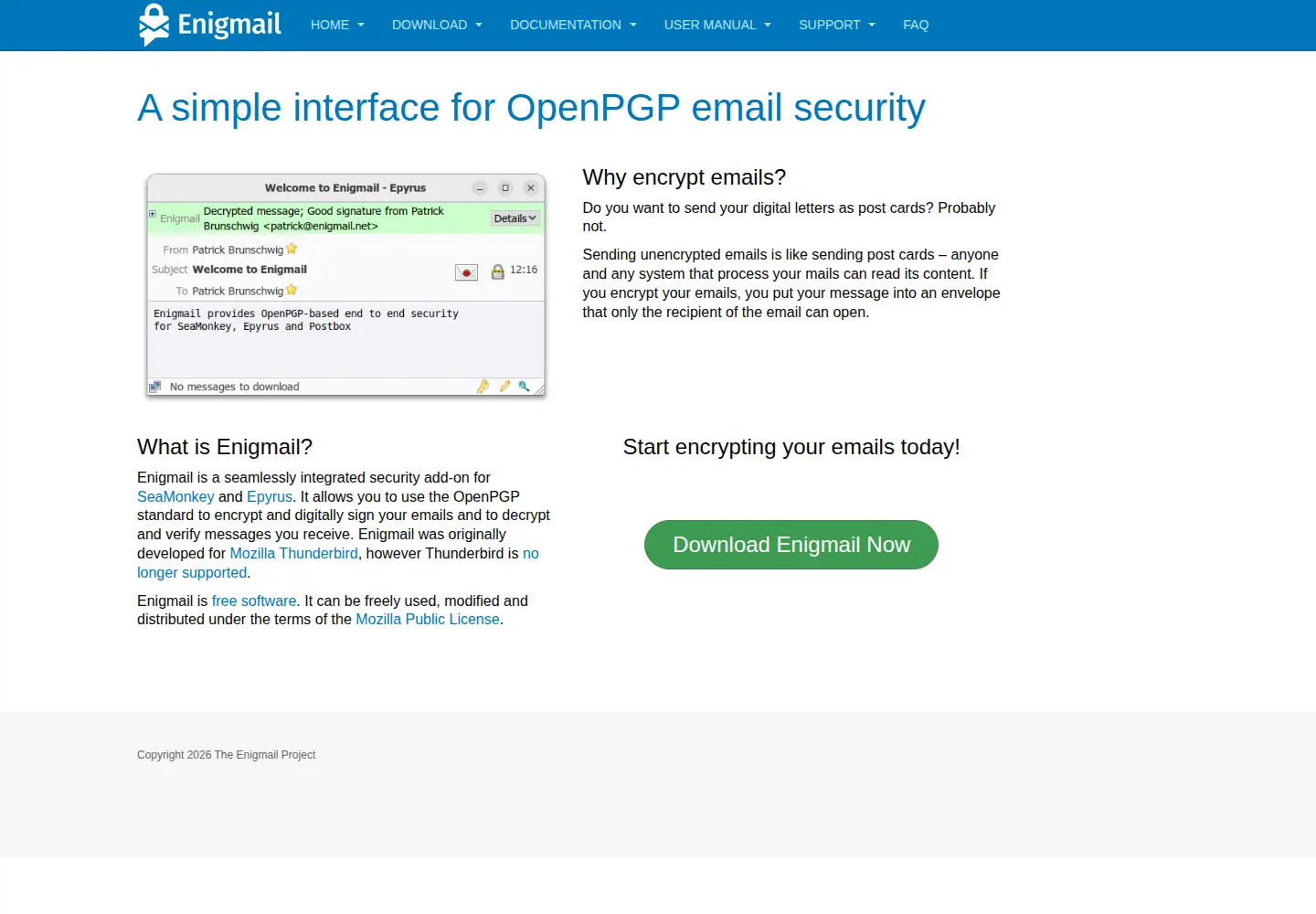 Screenshot of enigmail.net