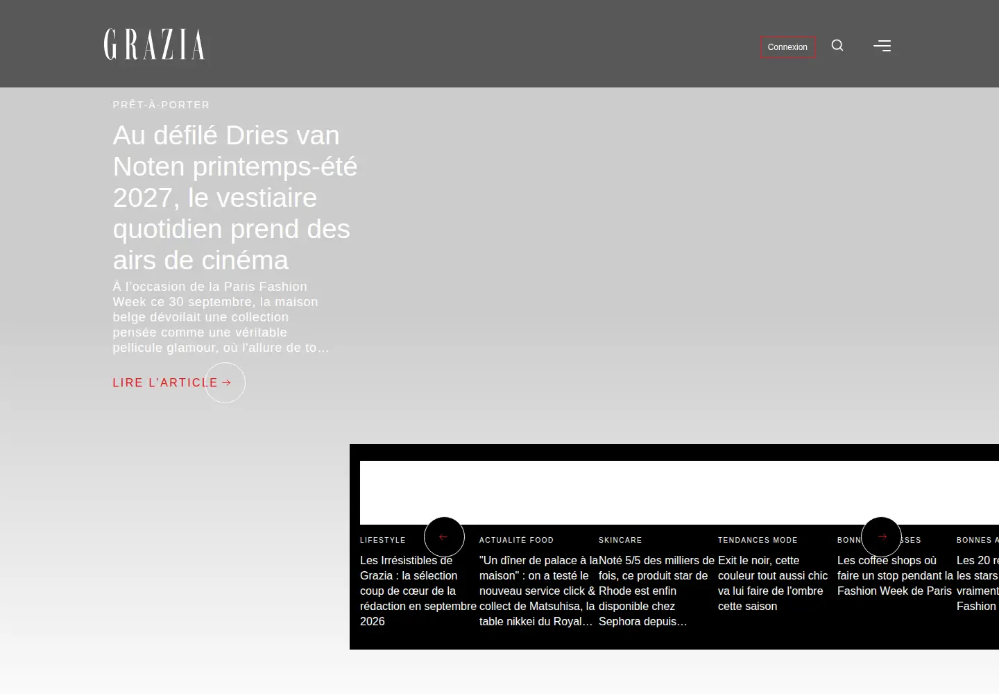 Screenshot of grazia.fr