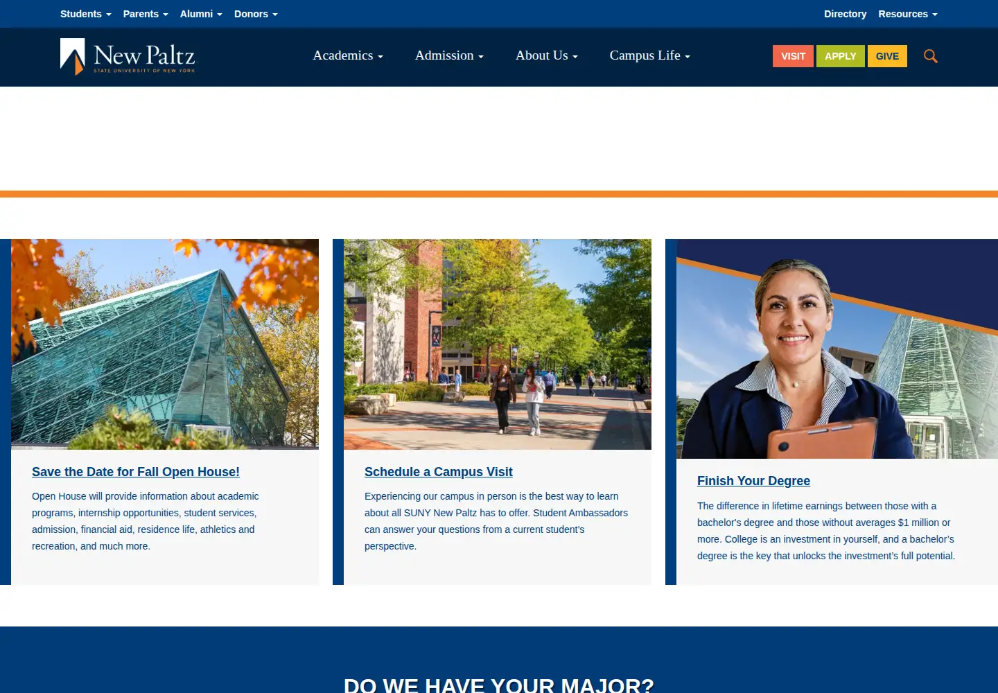 Screenshot of newpaltz.edu