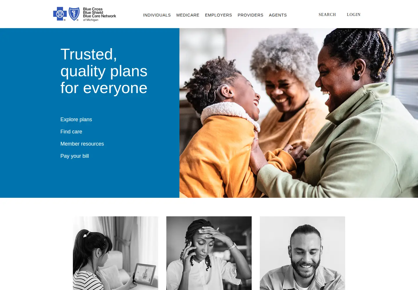Screenshot of bcbsm.com