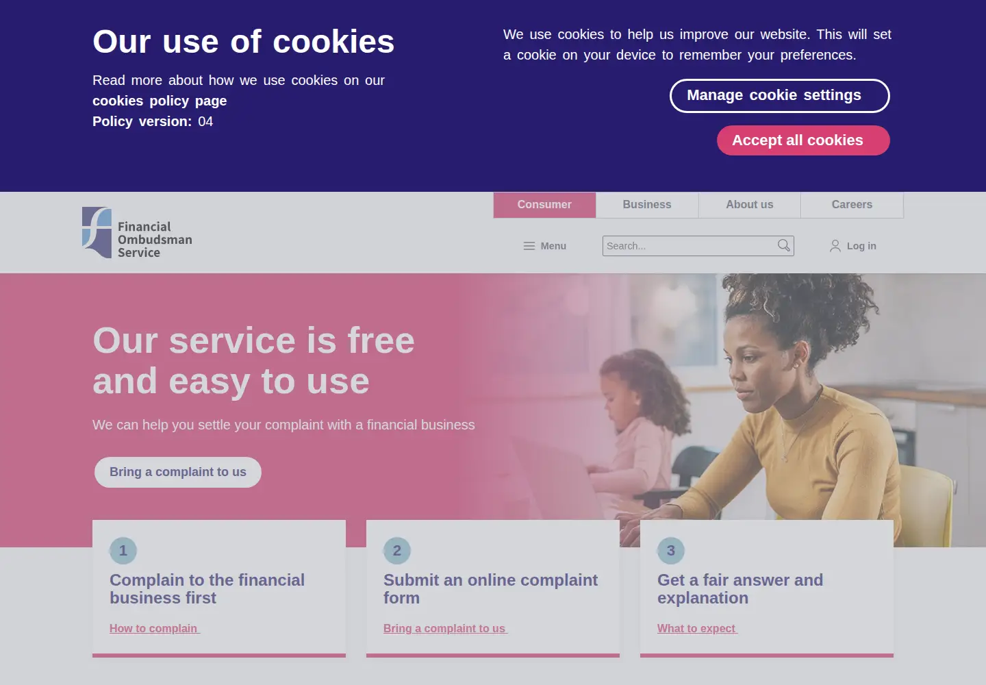 Screenshot of financial-ombudsman.org.uk