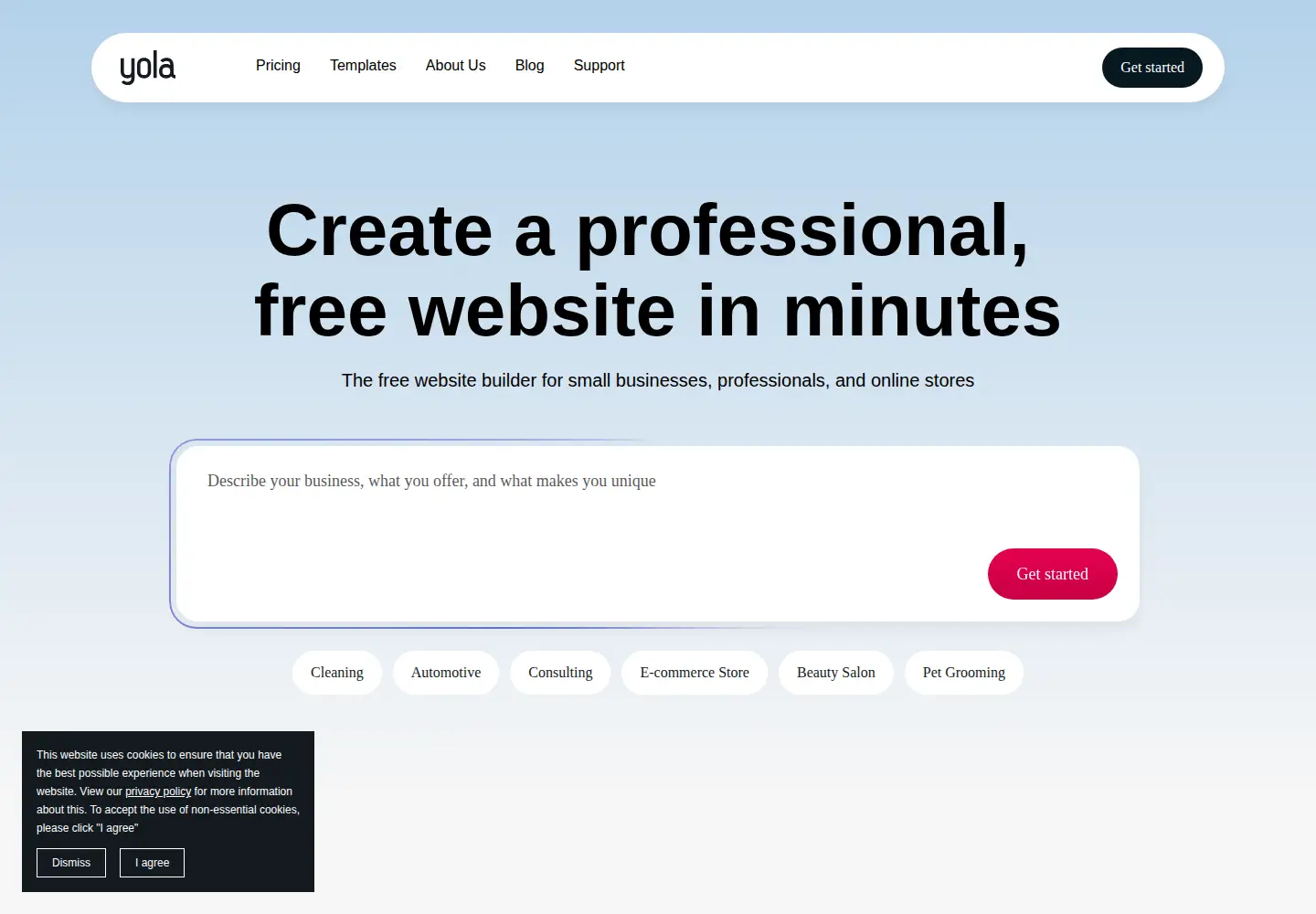 Screenshot of yola.com