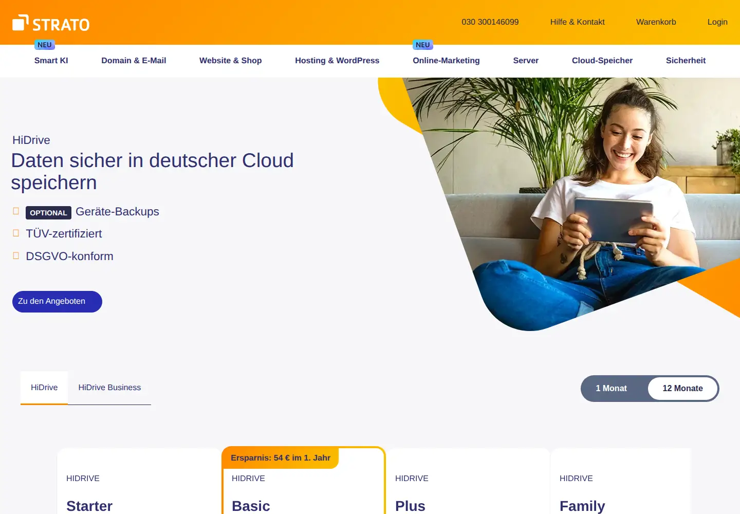 Screenshot of hidrive.com